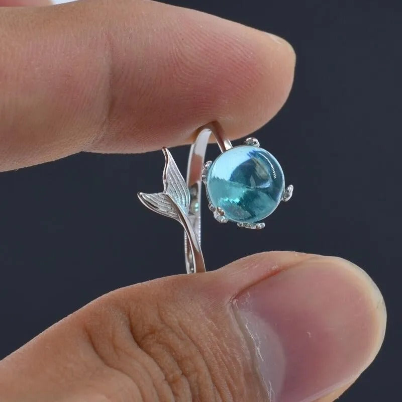 Aqua Glow Adjustable Ring